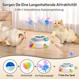 GoldenSun Kattenspeelgoed, 3-in-1 Elektrisch Interactief Automatisch Speelgoed voor Katten, Whack-A-Mole, Fluttering Butterfly, Inclusief bal, USB-oplaadbaar, Kattenteaser met 6 Opzetstukken
