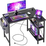 BEXEVUE Klein Hoekbureau met Stopcontacten - 100x70 cm L-vormig Computerbureau Schrijftafel, Omkeerbare Grote Opbergplanken, Boekenplank Werkstation voor Studie Speel Werk Slaapkamer Thuis Kantoor - Maat 100 x 70 cm