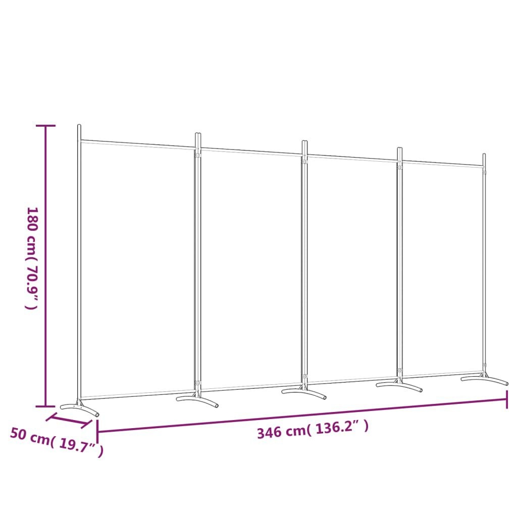 vidaXL Kamerscherm met 4 panelen 346x180 cm stof antracietkleurig