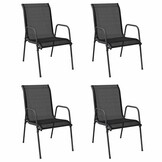 4x VidaXL Tuinstoelen Staal/Textileen Zwart - 34% Korting