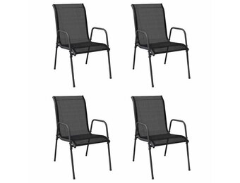 4x VidaXL Tuinstoelen Staal/Textileen Zwart - 34% Korting