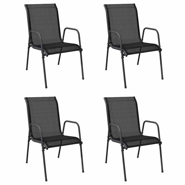 4x VidaXL Tuinstoelen Staal/Textileen Zwart - 34% Korting