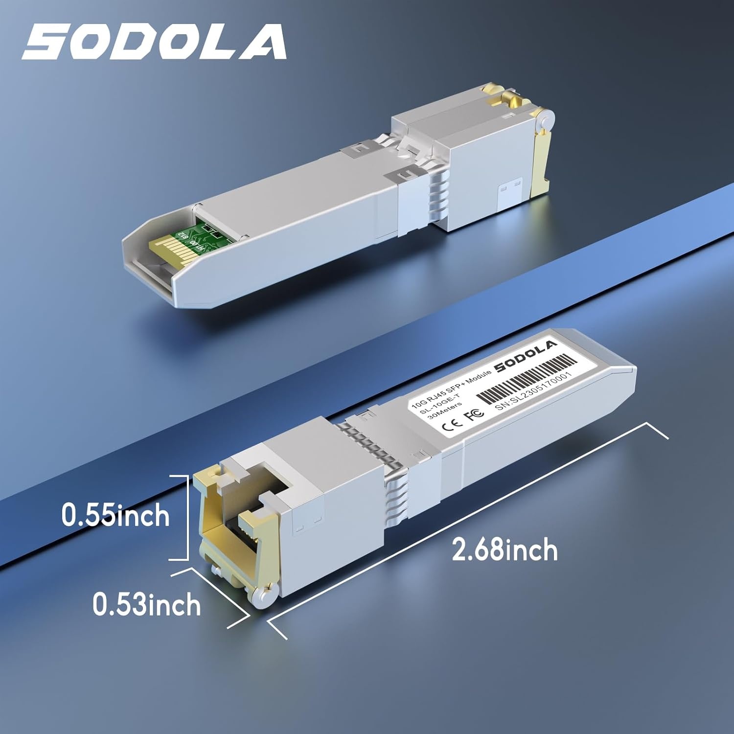 10GBase-T RJ45 SFP+ module, 10G SFP+ RJ-45 koperen transceiver voor SODOLA, SFP naar Ethernet, plug and play, hot pluggable, tot 30 m afstand koperen SFP-modules (1 stuks)
