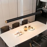 FANLG Eetkamerkroonluchter, 80 cm, zwart, hanglamp, dimbaar, met afstandsbediening, 28 W, moderne hanglamp, in hoogte verstelbaar, voor eetkamer, keuken, kantoor