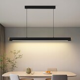 FANLG Eetkamerkroonluchter, 80 cm, zwart, hanglamp, dimbaar, met afstandsbediening, 28 W, moderne hanglamp, in hoogte verstelbaar, voor eetkamer, keuken, kantoor