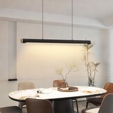 FANLG Eetkamerkroonluchter, 80 cm, zwart, hanglamp, dimbaar, met afstandsbediening, 28 W, moderne hanglamp, in hoogte verstelbaar, voor eetkamer, keuken, kantoor