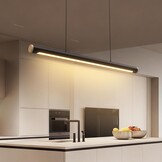 FANLG Eetkamerkroonluchter, 80 cm, zwart, hanglamp, dimbaar, met afstandsbediening, 28 W, moderne hanglamp, in hoogte verstelbaar, voor eetkamer, keuken, kantoor