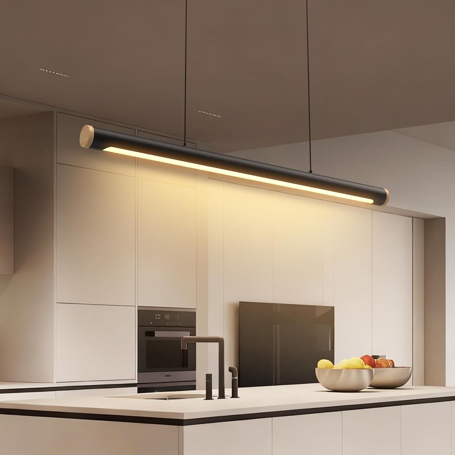 FANLG Eetkamerkroonluchter, 80 cm, zwart, hanglamp, dimbaar, met afstandsbediening, 28 W, moderne hanglamp, in hoogte verstelbaar, voor eetkamer, keuken, kantoor