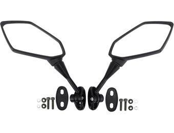 GOOFIT Polygon zwarte zijspiegel voor motorfiets, schroefadapter, bevestigingsclip, vervanging voor Kwasaki CBR CBR900 919 929 1000 UTV bromfiets, ATV, scooter, quad, pit dirtbike