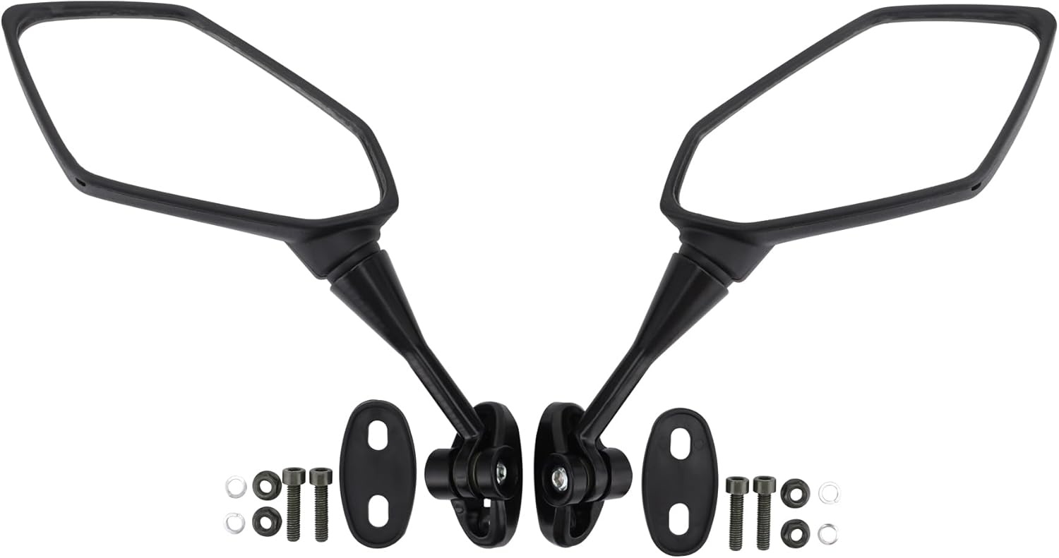 GOOFIT Polygon zwarte zijspiegel voor motorfiets, schroefadapter, bevestigingsclip, vervanging voor Kwasaki CBR CBR900 919 929 1000 UTV bromfiets, ATV, scooter, quad, pit dirtbike