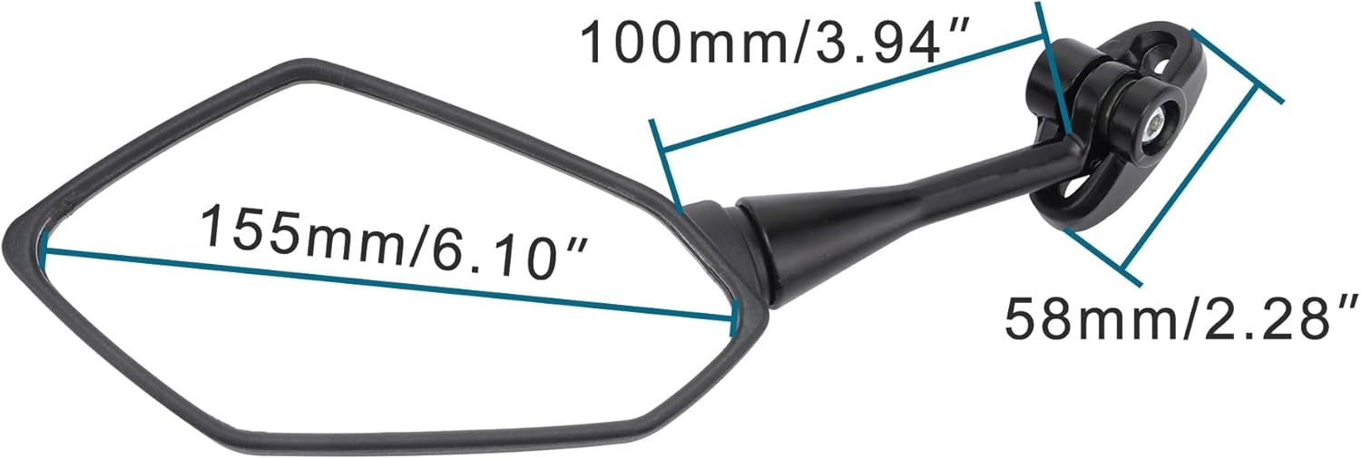 GOOFIT Polygon zwarte zijspiegel voor motorfiets, schroefadapter, bevestigingsclip, vervanging voor Kwasaki CBR CBR900 919 929 1000 UTV bromfiets, ATV, scooter, quad, pit dirtbike