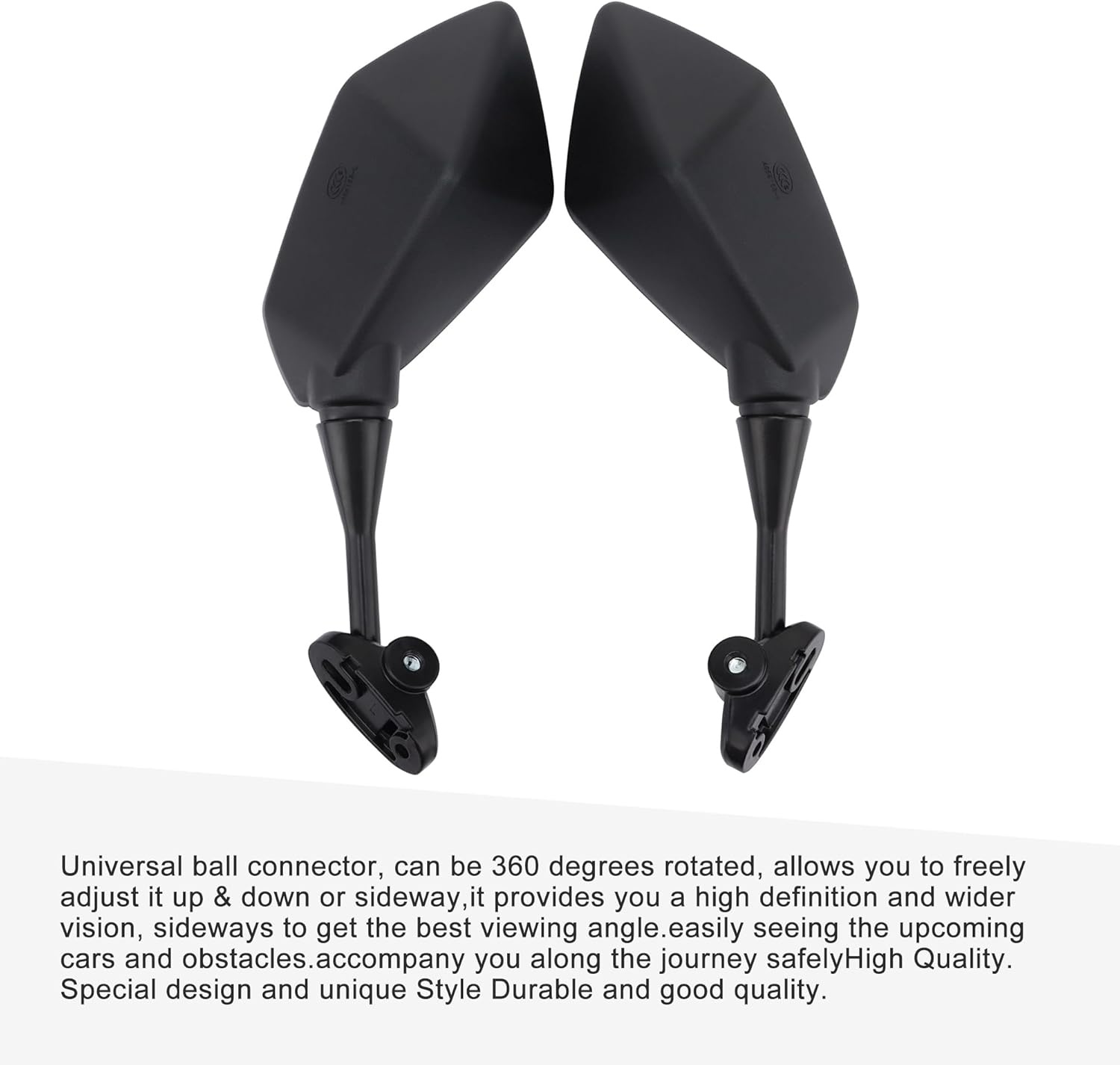 GOOFIT Polygon zwarte zijspiegel voor motorfiets, schroefadapter, bevestigingsclip, vervanging voor Kwasaki CBR CBR900 919 929 1000 UTV bromfiets, ATV, scooter, quad, pit dirtbike