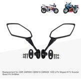GOOFIT Polygon zwarte zijspiegel voor motorfiets, schroefadapter, bevestigingsclip, vervanging voor Kwasaki CBR CBR900 919 929 1000 UTV bromfiets, ATV, scooter, quad, pit dirtbike