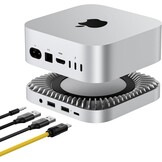 Aluminium hub & standaard voor de nieuwe M4/M4 Pro Mac Mini (2024) met 40 Gbps NVMe/M.2 SSD-behuizing, 2 x USB-A, USB-C host, 3,5 mm audio – compatibel met alle nieuwe Mac Mini M4/M4 Pro