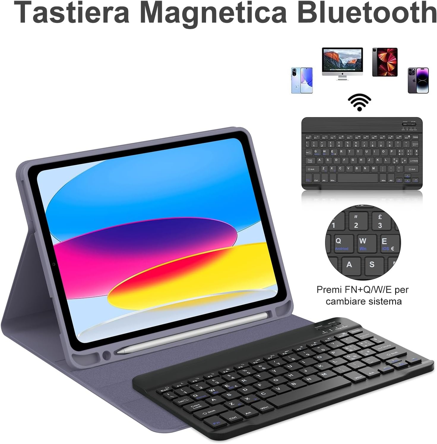 Hoes met Italiaans QWERTY Toetsenbord voor iPad 10e/11e Gen Violet - 74% Korting!