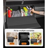 Kofferbakorganizer, leer, organizer, kofferbakbox, instelbaar, opvouwbaar,31 x 33 x 38 cm (zwart, 32L (PP-honingraat, schroeven, max. 18kg))