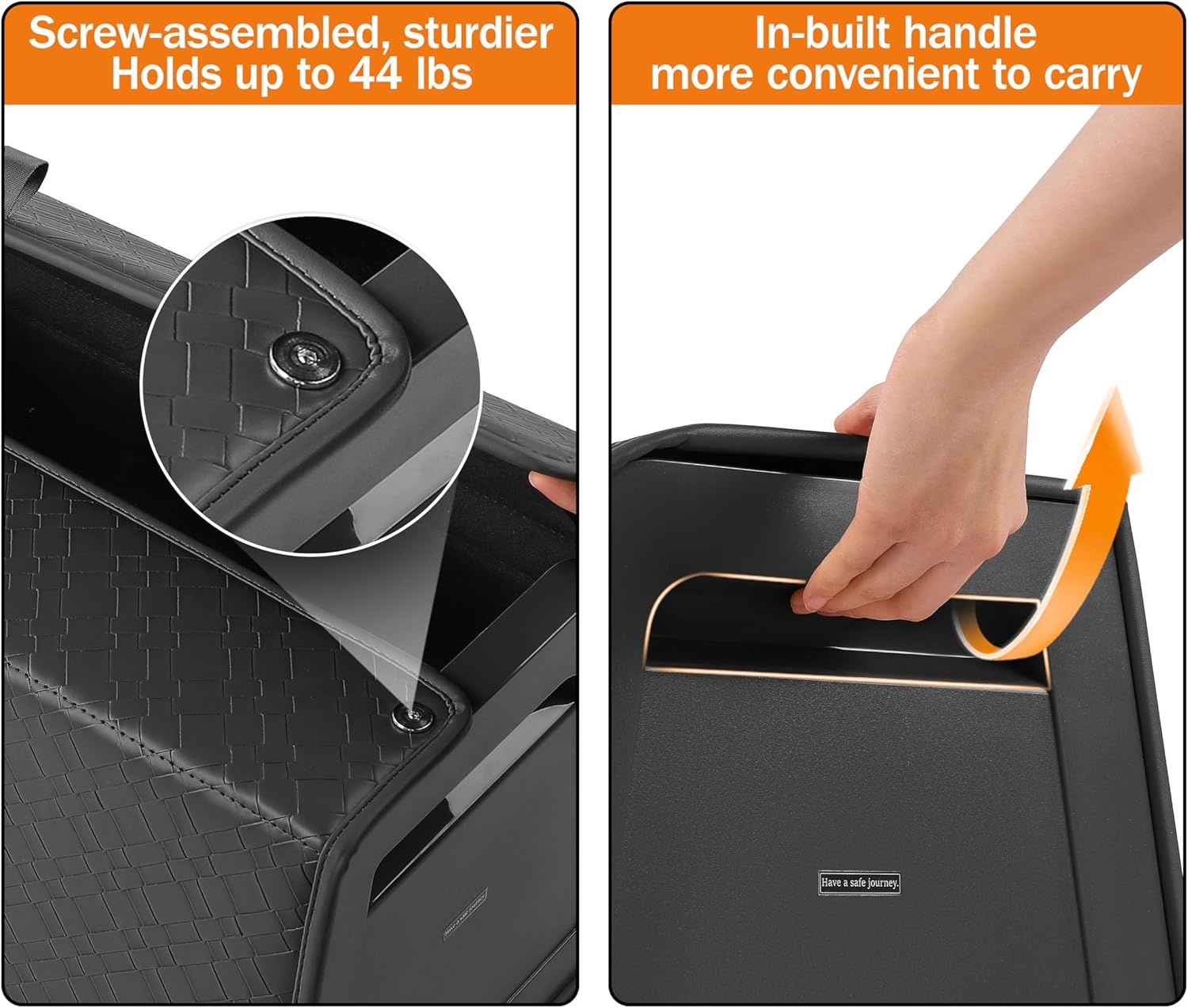 Kofferbakorganizer, leer, organizer, kofferbakbox, instelbaar, opvouwbaar,31 x 33 x 38 cm (zwart, 32L (PP-honingraat, schroeven, max. 18kg))