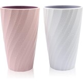 2 stuks onbreekbare badkamerbeker tandenborstelbeker, zacht en duurzaam, badkamerbeker tandenborstelhouder (wit en roze)