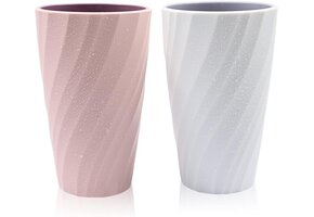 2x Tandenborstelbeker & Houder - Onbreekbaar & Duurzaam - Wit/Roze