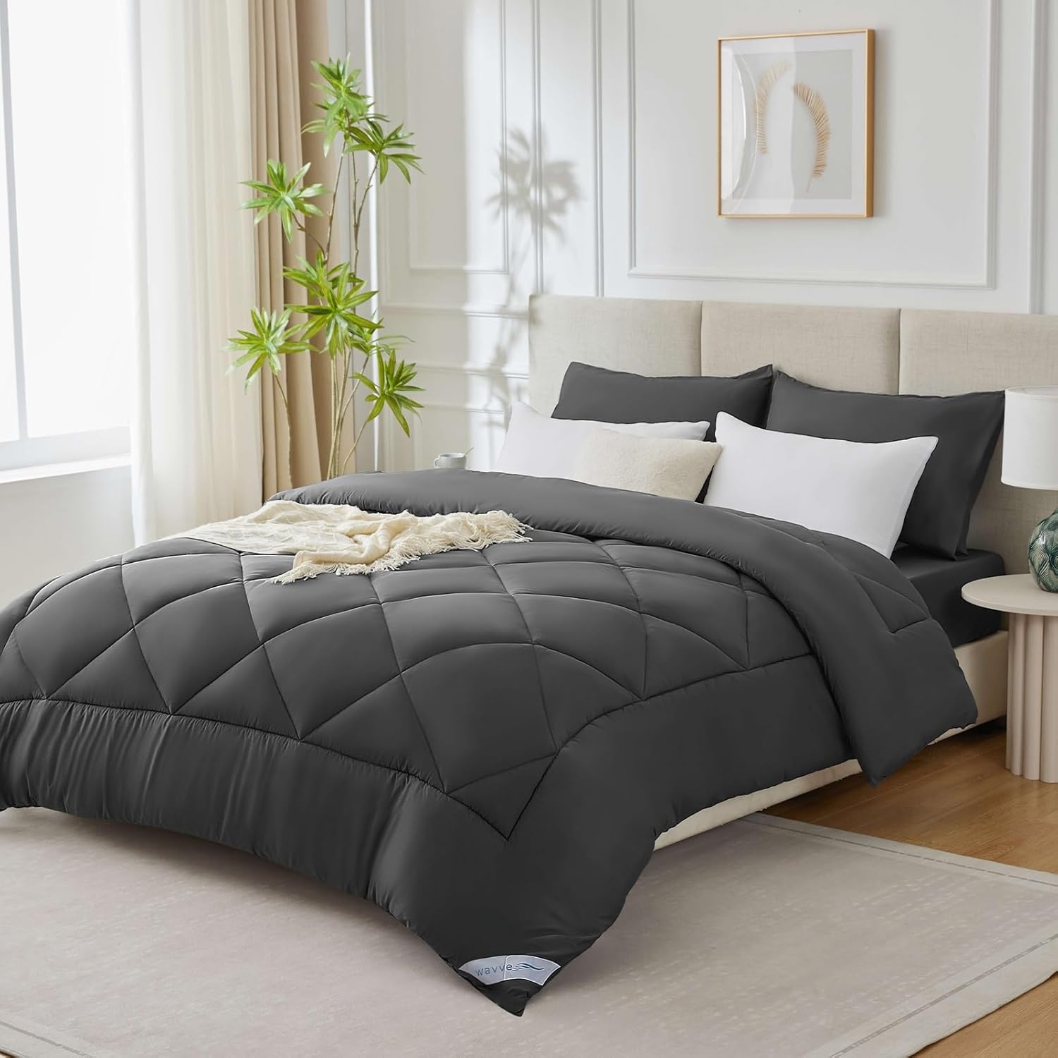WAVVE Winterdekbed, 220 x 240 cm, voor bed van 135/150 cm, 450 g/m², zachte, ademende vezels, 240 x 220 cm