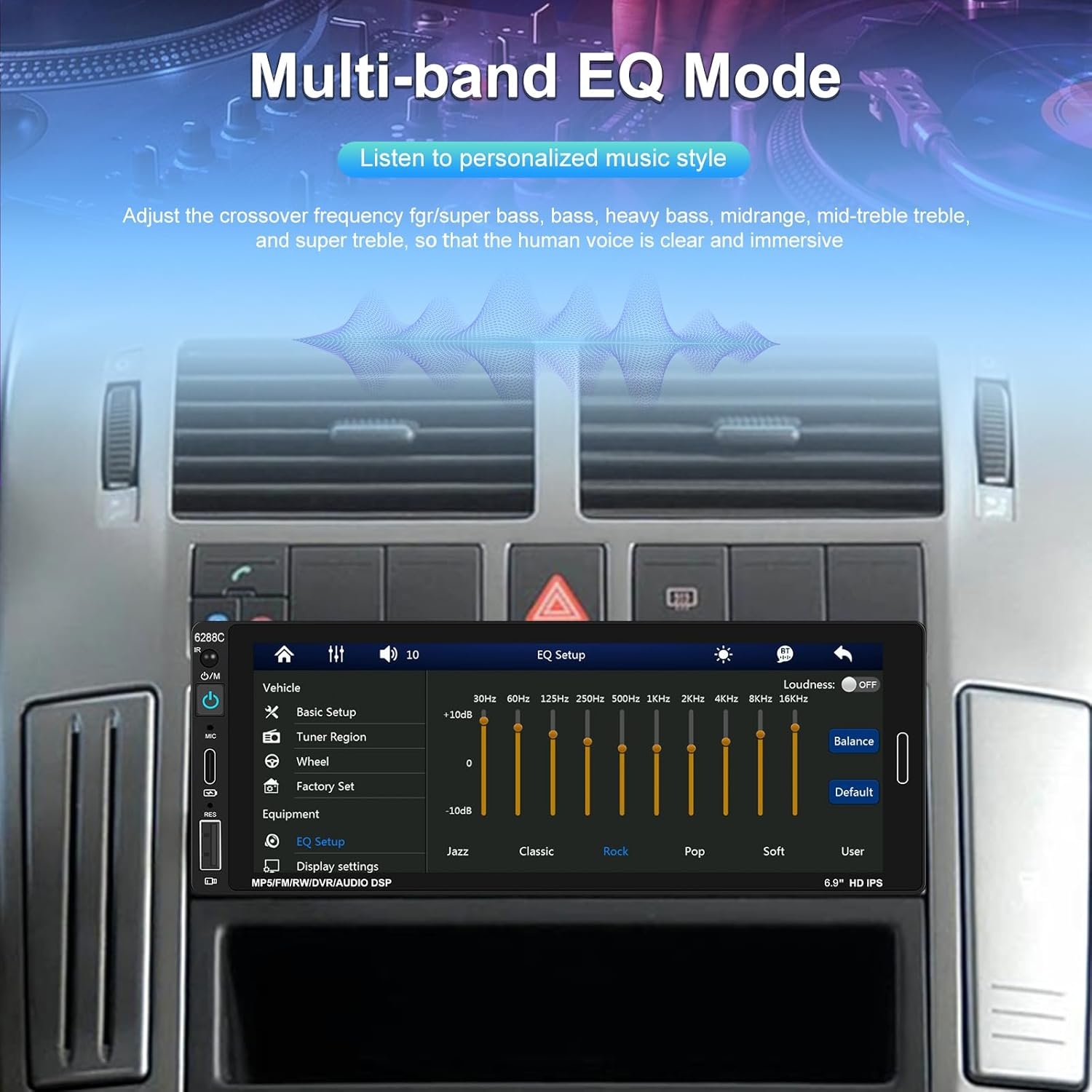 1 Din Radio 6,9 Inch Aanraakscherm Autoradio met Wireless Carplay Android Auto