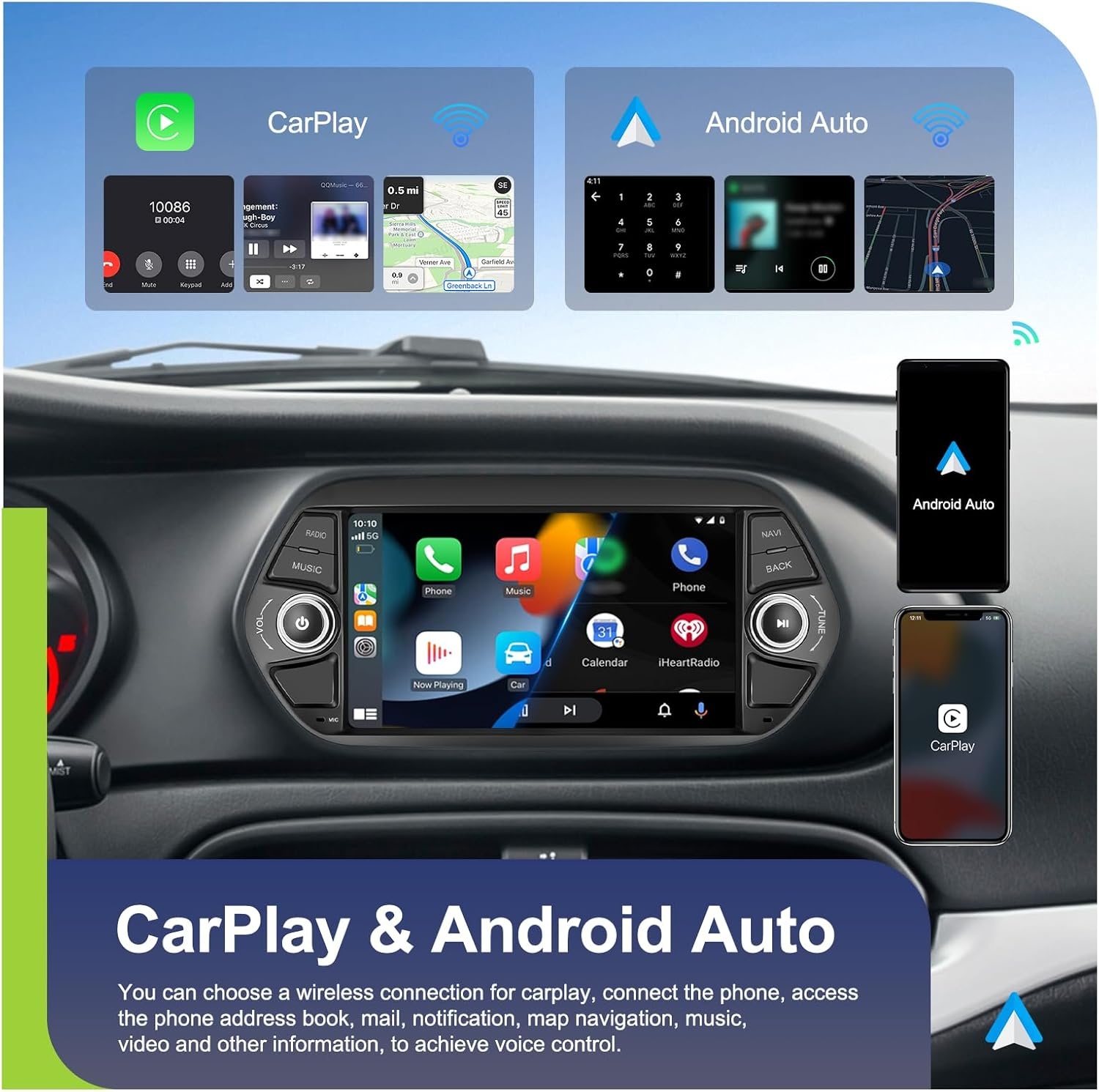 Android Autoradio 4+64GB voor FIAT TIPO EGEA 2015-2017 met Wireless CarPlay, Android Auto en 7'' IPS Touch Screen