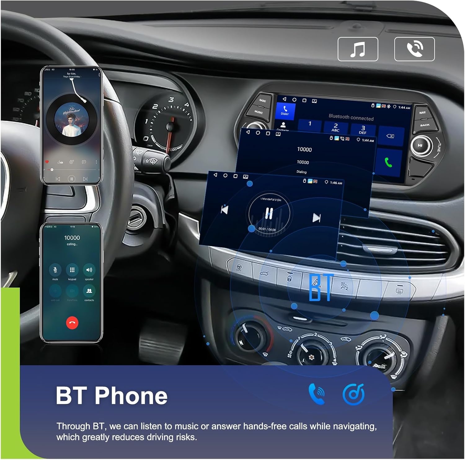 Android Autoradio 4+64GB voor FIAT TIPO EGEA 2015-2017 met Wireless CarPlay, Android Auto en 7'' IPS Touch Screen