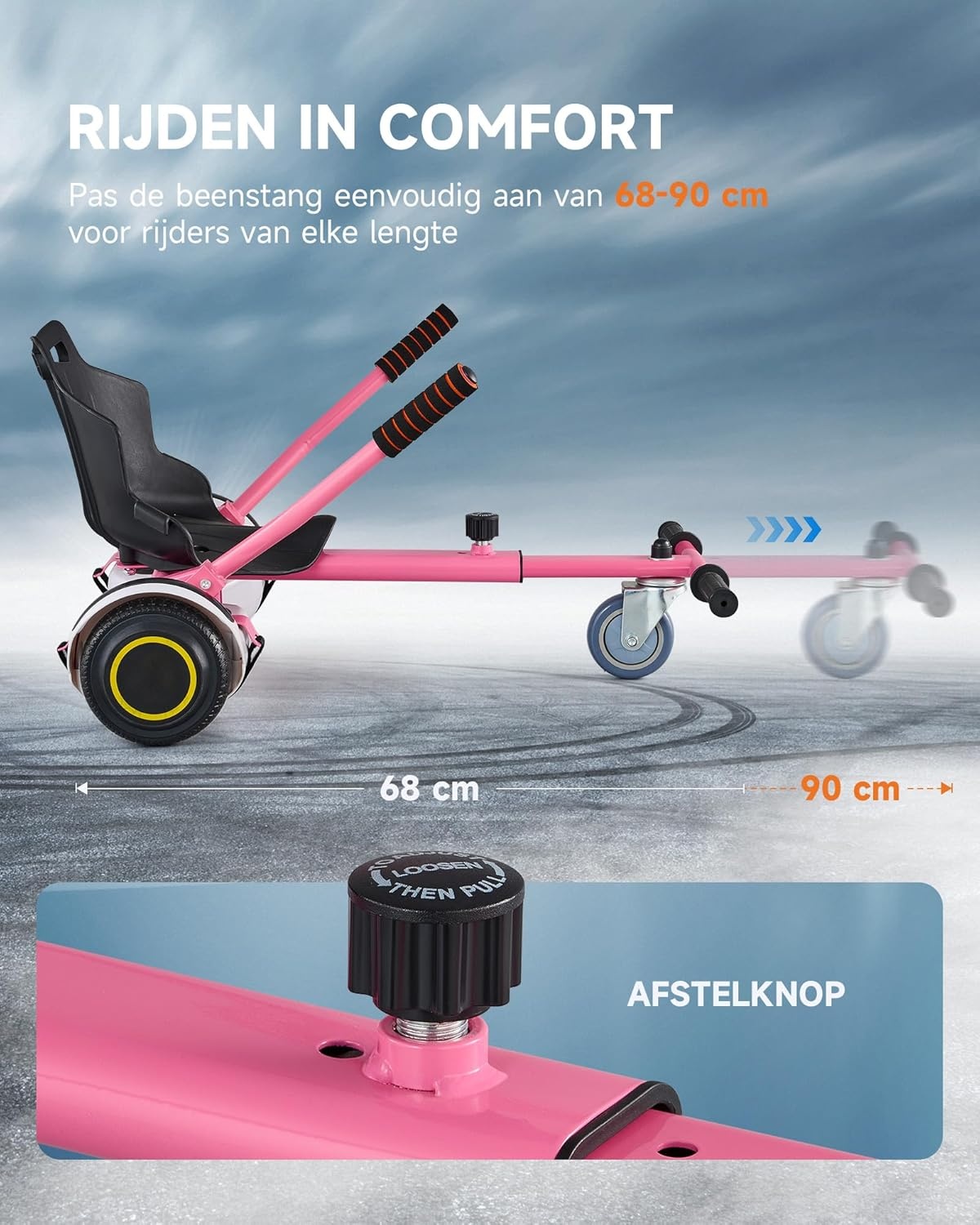CO-Z Hoverkart Go Kart Zitje voor Elektrische Hoverboards (6.5, 8 en 10 inch) - Roze