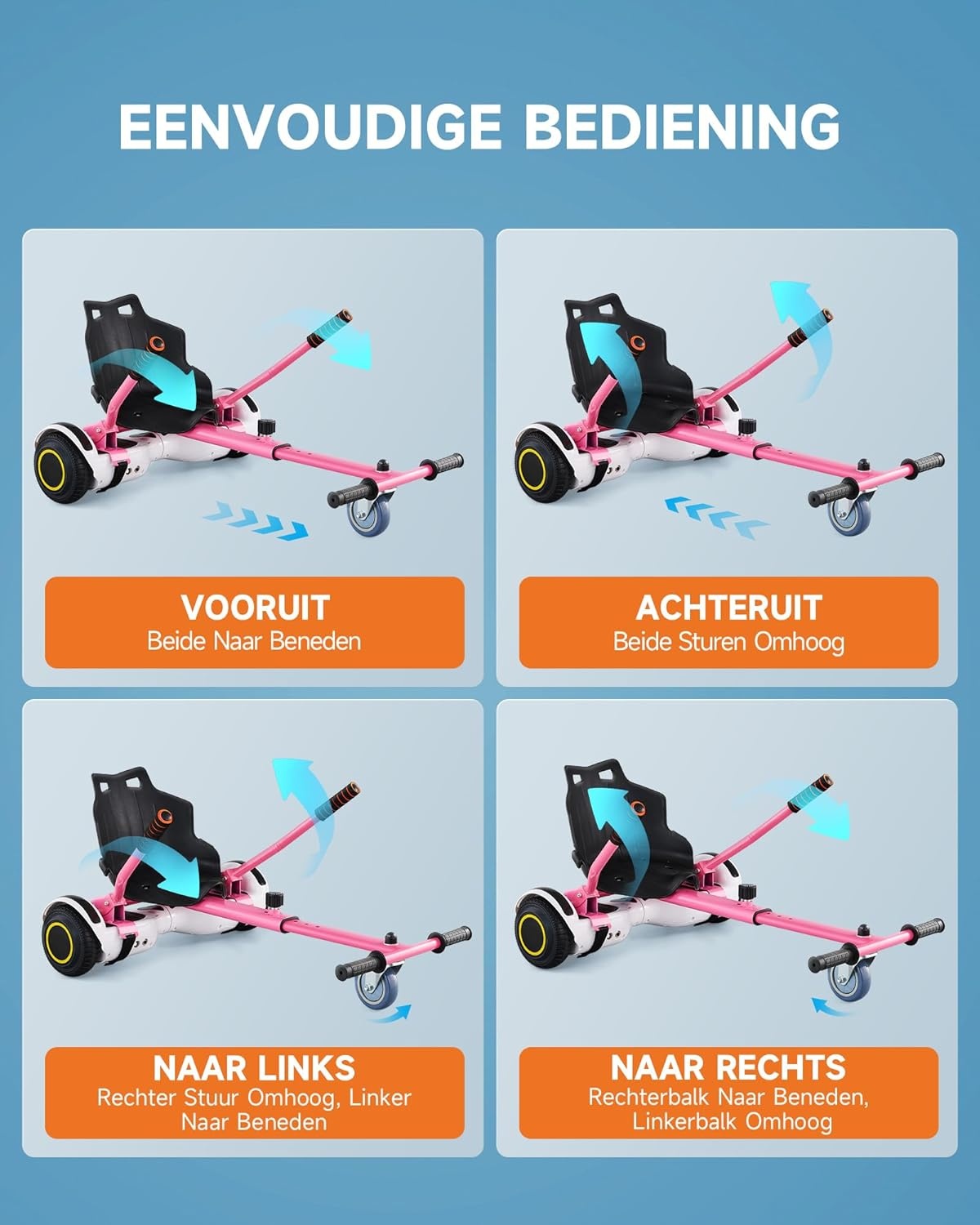 CO-Z Hoverkart Go Kart Zitje voor Elektrische Hoverboards (6.5, 8 en 10 inch) - Roze