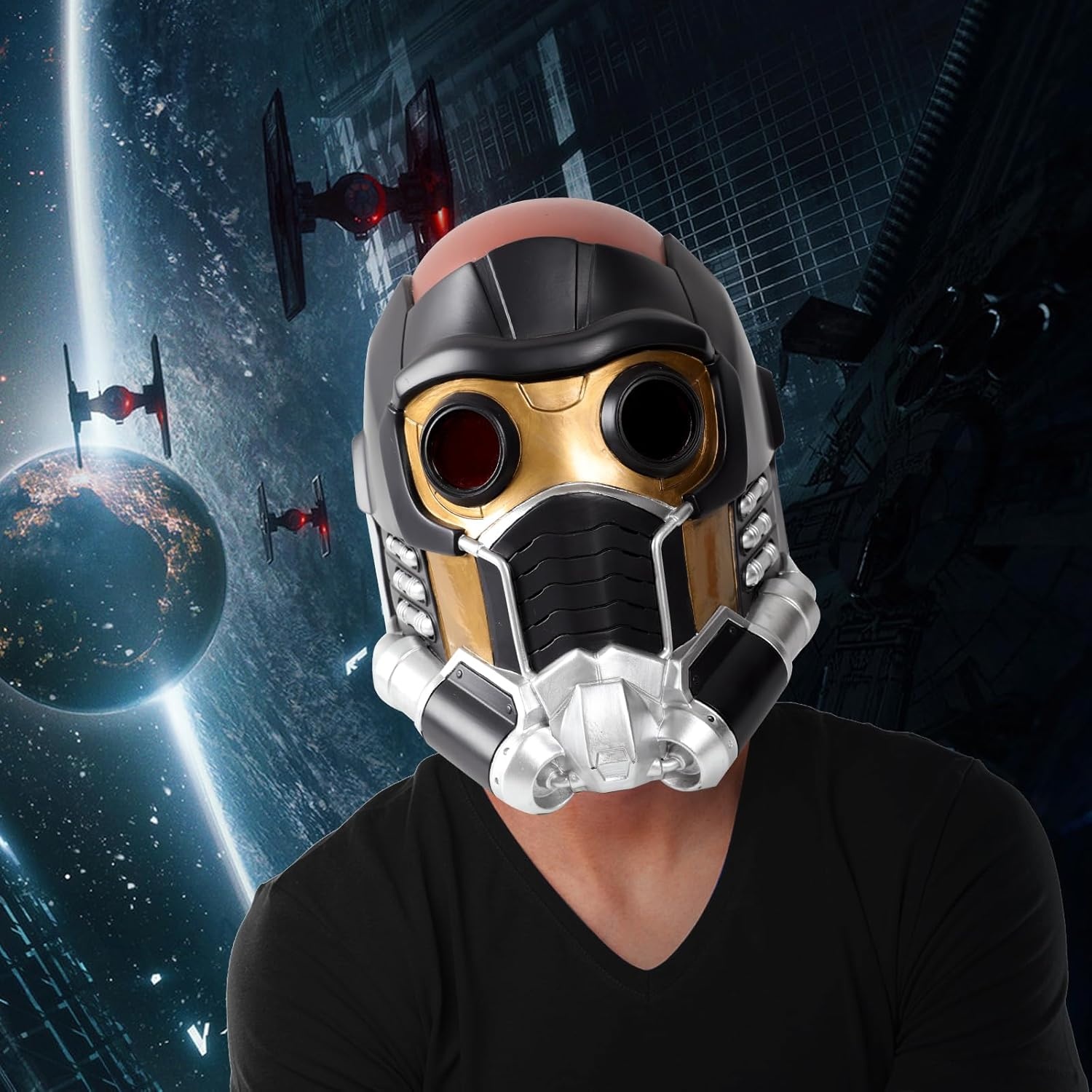 Star Lord Deluxe helm met volledig hoofd, Galaxy Guardians-helm, Halloween-kostuum, cosplay, party, rekwisieten voor volwassenen