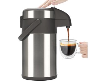Koffiefles - 3L geïsoleerde pomp actie airpot - roestvrij staal vacuüm thermische drank dispenser BPA vrije koffie karaf