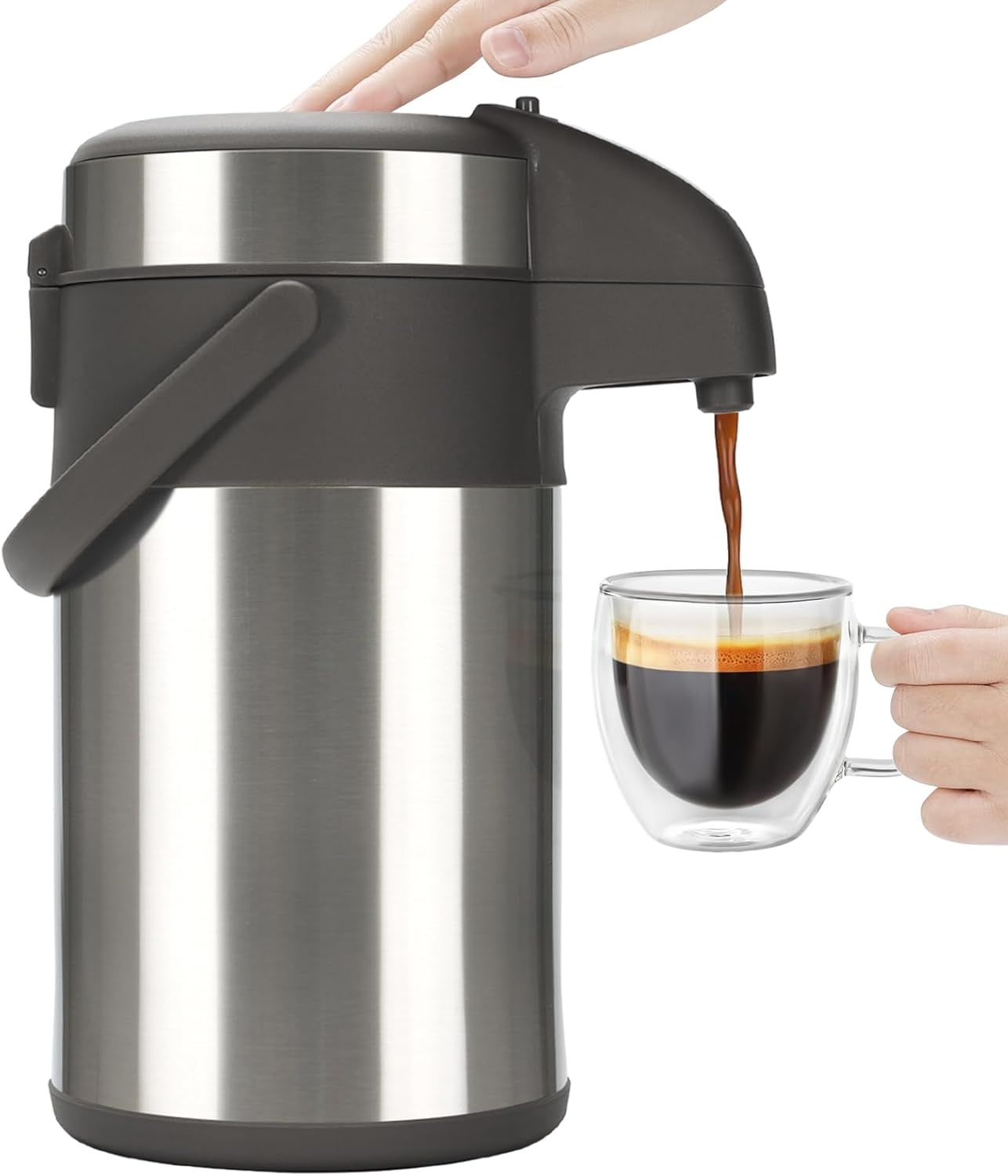 Koffiefles - 3L geïsoleerde pomp actie airpot - roestvrij staal vacuüm thermische drank dispenser BPA vrije koffie karaf