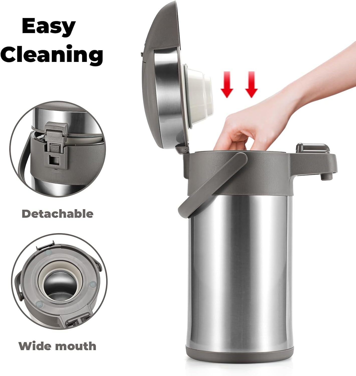 Koffiefles - 3L geïsoleerde pomp actie airpot - roestvrij staal vacuüm thermische drank dispenser BPA vrije koffie karaf