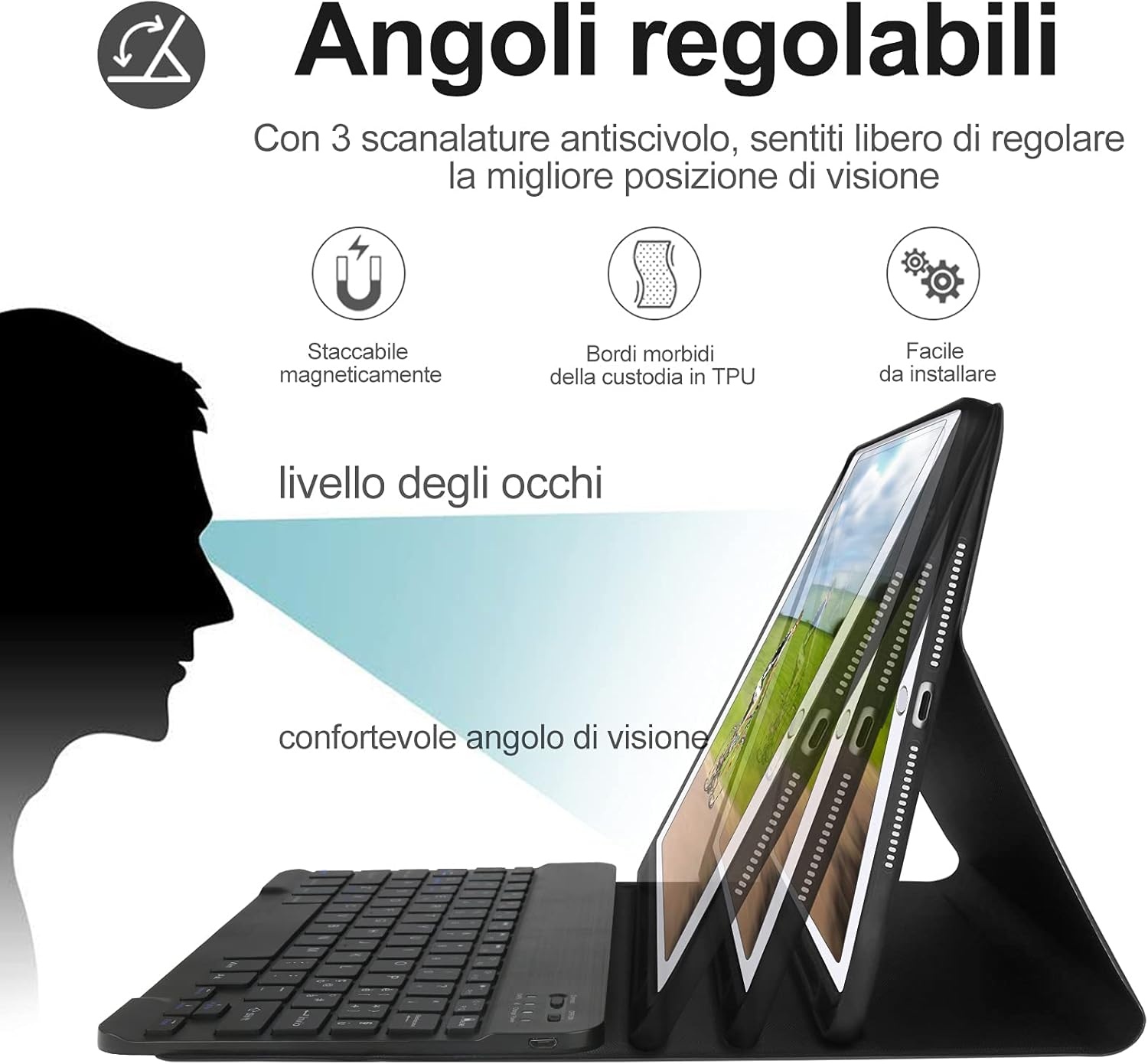 Zwarte Toetsenbordhoes met Bluetooth voor iPad Pro 11" | 72% Korting