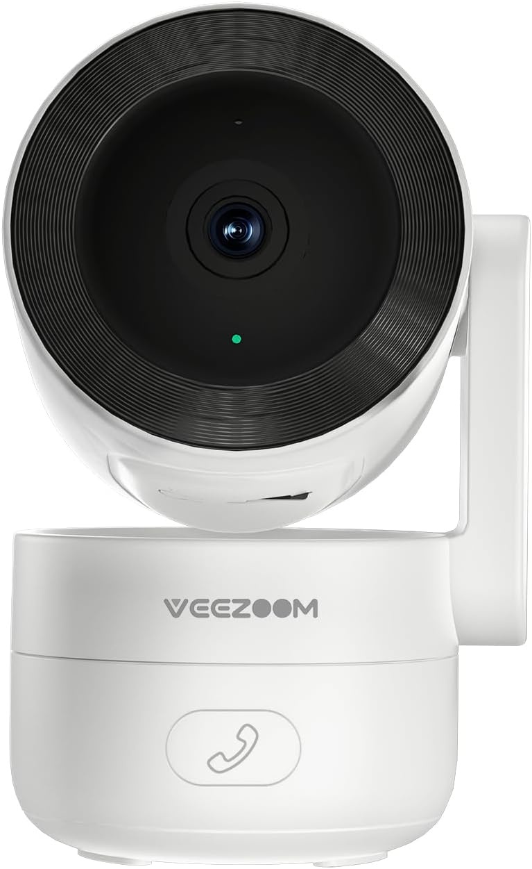 VEEZOOM 4MP WLAN-camera voor binnen, 360 graden PTZ-camerabewaking binnen, 2,4 G wifi baby/huisdier, HD-nachtzicht, AI-persoonsherkenning, one-touch-oproep, automatische tracking, 504D