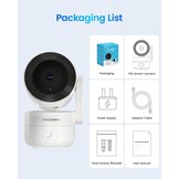 VEEZOOM 4MP WLAN-camera voor binnen, 360 graden PTZ-camerabewaking binnen, 2,4 G wifi baby/huisdier, HD-nachtzicht, AI-persoonsherkenning, one-touch-oproep, automatische tracking, 504D