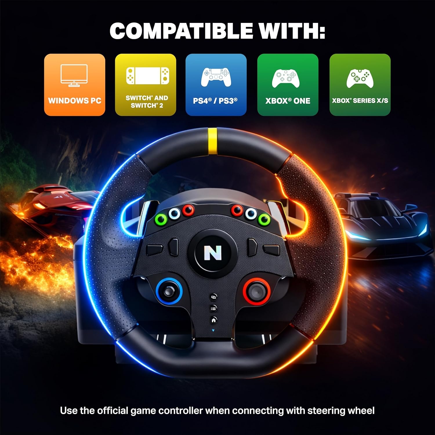 NiTHO Drive Pro One gaming-racestuur met aparte shifter en vloerpedalen, stuur voor PC, PS4, Xbox One, Xbox X/S, schakelaar, 270 graden Zero Dead Zone Driving Car Simulator