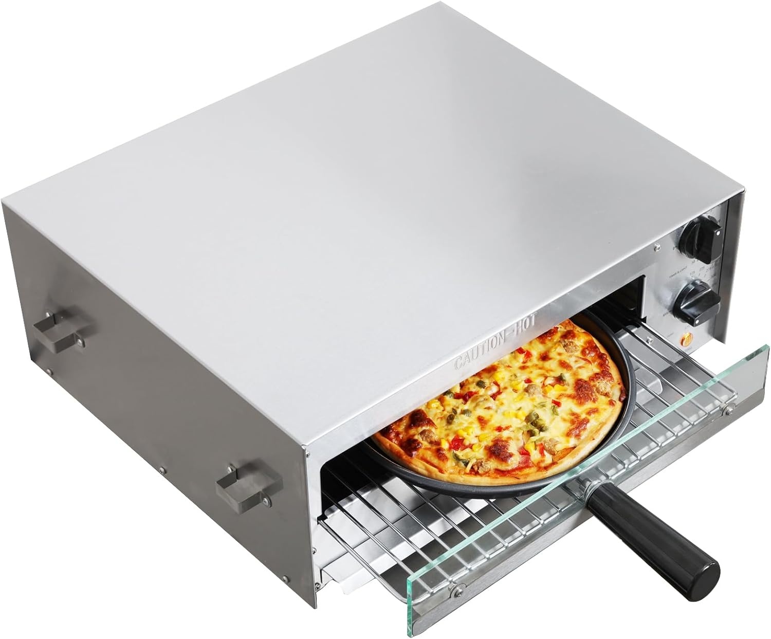CROSSON Elektrische Pizzaoven voor Binnen - 1450W - Zilver