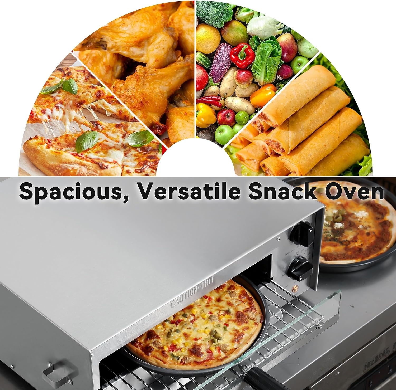 CROSSON Elektrische Pizzaoven voor Binnen - 1450W - Zilver