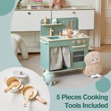 Giant Bean Kinderkeuken van Hout met Wasbak, Oven en Accessoires - Groen
