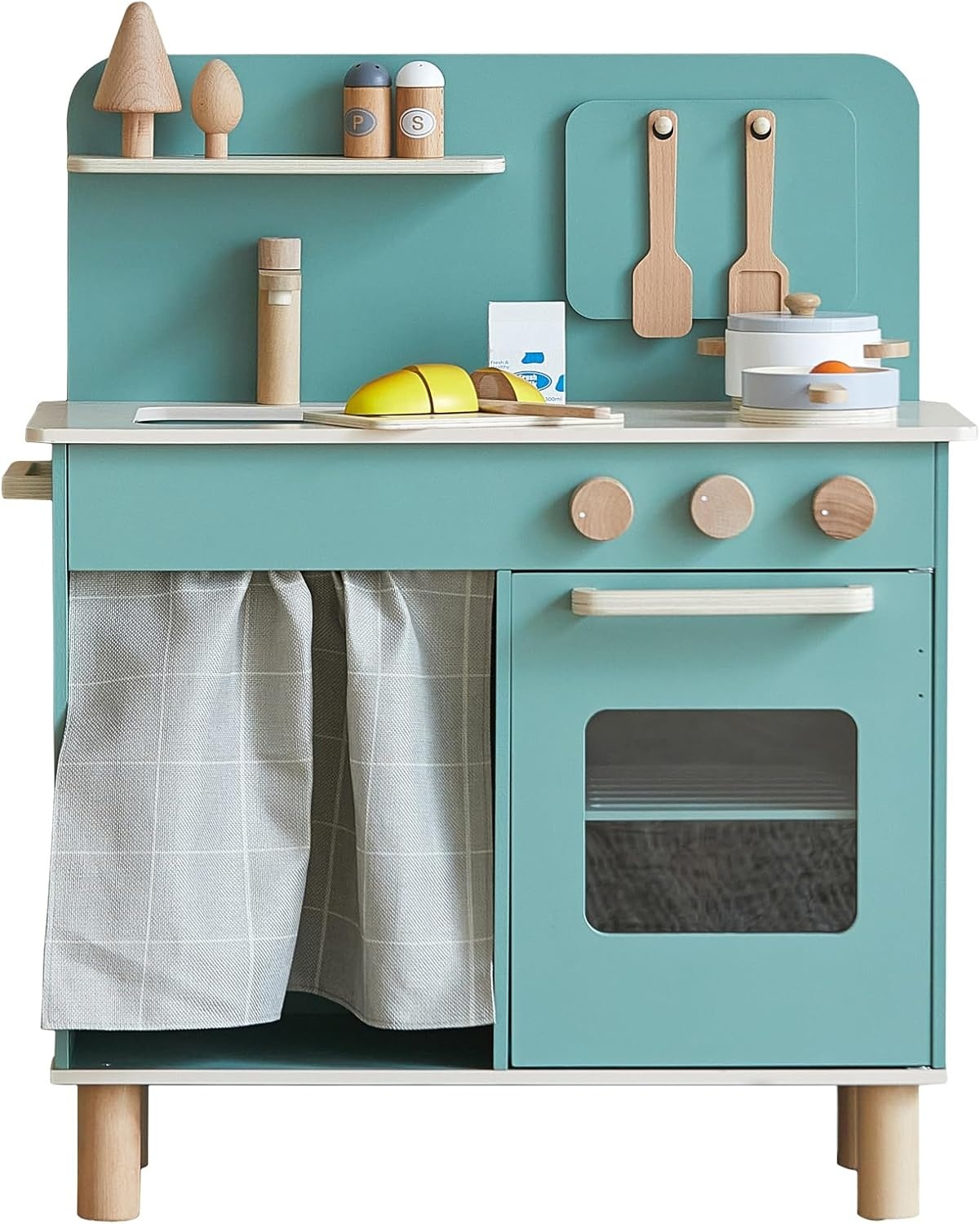 Giant Bean Kinderkeuken van Hout met Wasbak, Oven en Accessoires - Groen