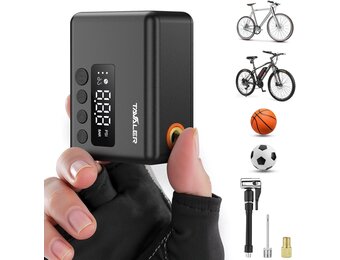 Tavaler Mini-fietspomp, elektrisch, elektrische fietspomp, accu met manometer, 130 psi mini-compressor voor racefiets, e-bike, mountainbike, stadsfiets