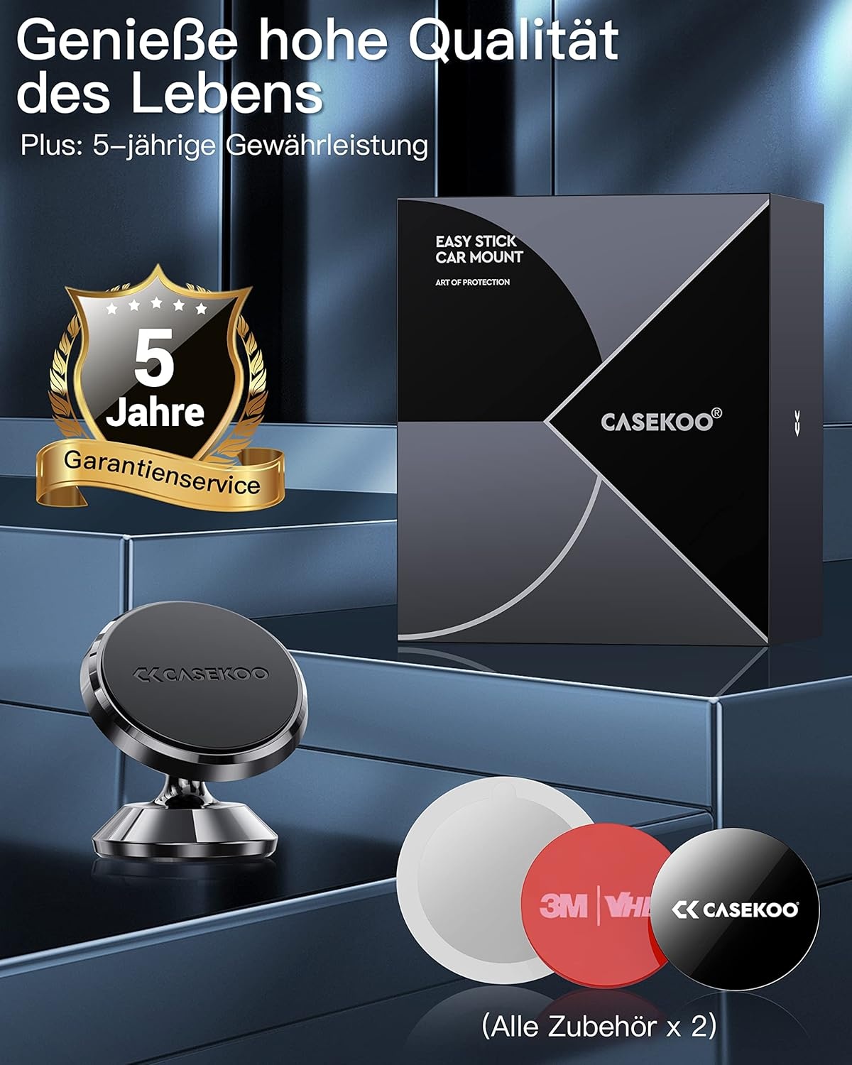CASEKOO Magnetische Autohouder Telefoonhouder 360° Roteerbaar - Zwart