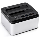 Salcar USB 3.0 Offline Klon docking station met 2 sleuven, geoptimaliseerd voor HDD/SSD harde schijf, 2,5 en 3,5 inch (SATA III, inclusief USB 3.0 kabel en 12V 3A voeding, ondersteunt 2 x 8 TB (zilver)