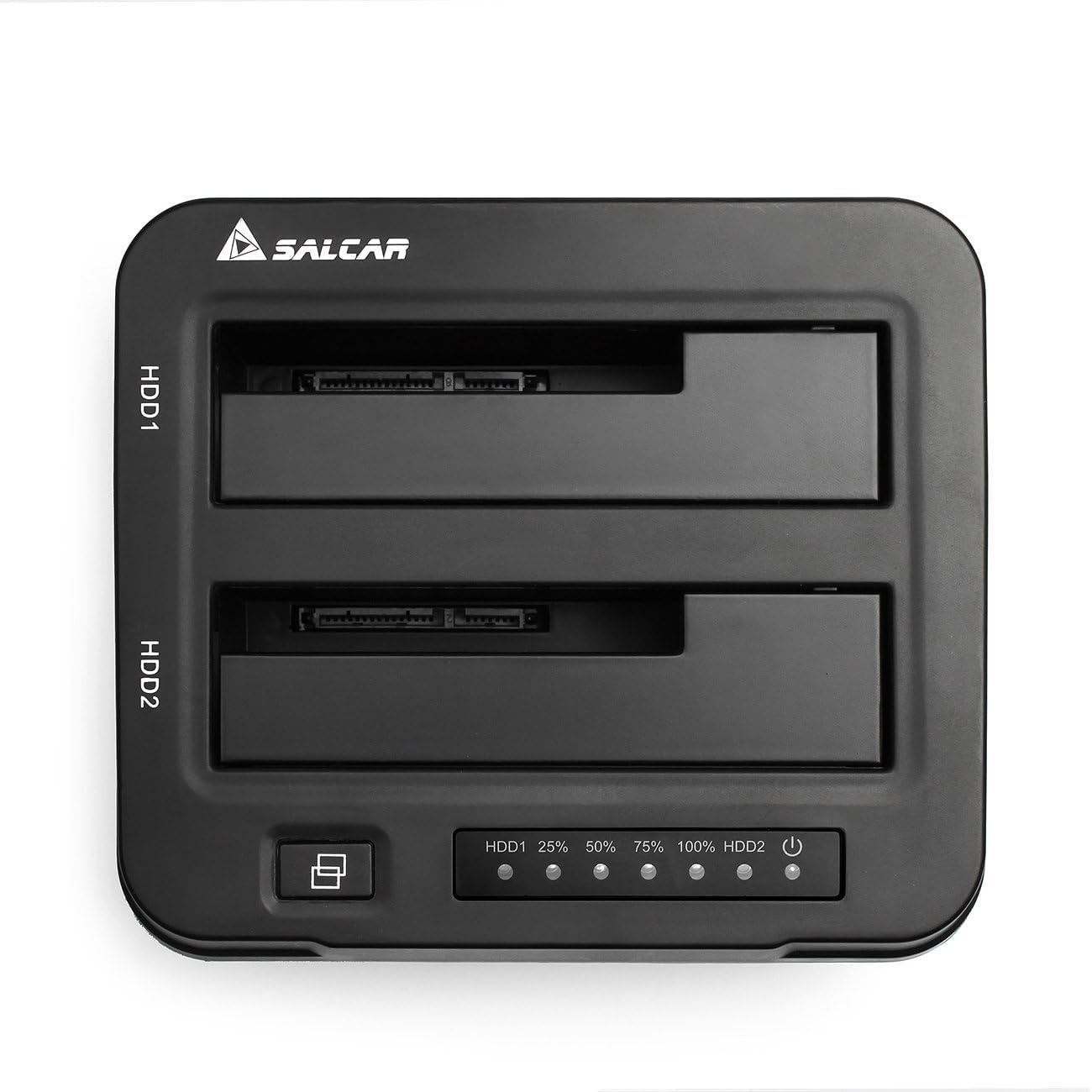 Salcar USB 3.0 Offline Klon docking station met 2 sleuven, geoptimaliseerd voor HDD/SSD harde schijf, 2,5 en 3,5 inch (SATA III, inclusief USB 3.0 kabel en 12V 3A voeding, ondersteunt 2 x 8 TB (zilver)