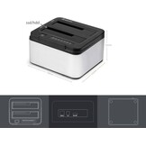 Salcar USB 3.0 Offline Klon docking station met 2 sleuven, geoptimaliseerd voor HDD/SSD harde schijf, 2,5 en 3,5 inch (SATA III, inclusief USB 3.0 kabel en 12V 3A voeding, ondersteunt 2 x 8 TB (zilver)