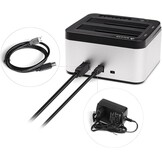 Salcar USB 3.0 Offline Klon docking station met 2 sleuven, geoptimaliseerd voor HDD/SSD harde schijf, 2,5 en 3,5 inch (SATA III, inclusief USB 3.0 kabel en 12V 3A voeding, ondersteunt 2 x 8 TB (zilver)