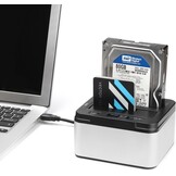 Salcar USB 3.0 Offline Klon docking station met 2 sleuven, geoptimaliseerd voor HDD/SSD harde schijf, 2,5 en 3,5 inch (SATA III, inclusief USB 3.0 kabel en 12V 3A voeding, ondersteunt 2 x 8 TB (zilver)