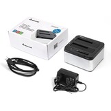 Salcar USB 3.0 Offline Klon docking station met 2 sleuven, geoptimaliseerd voor HDD/SSD harde schijf, 2,5 en 3,5 inch (SATA III, inclusief USB 3.0 kabel en 12V 3A voeding, ondersteunt 2 x 8 TB (zilver)