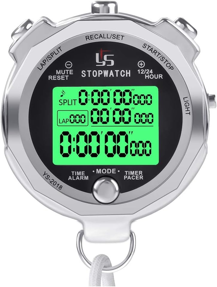 LAOPAO Stopwatch met 100 Geheugens, 1/1000 Sec. Nauwkeurigheid, Waterdicht en Mute Functie